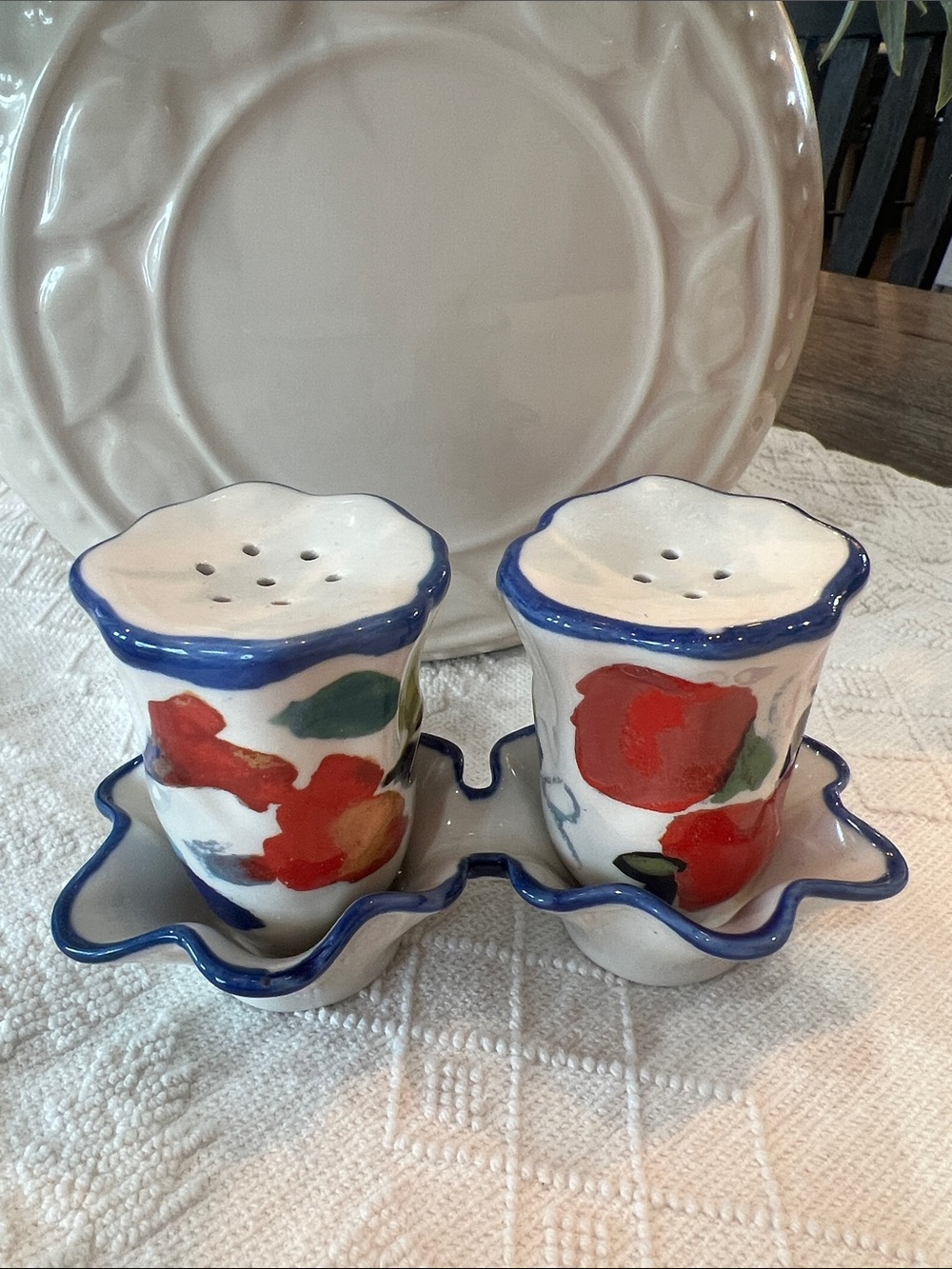 Anthropologie Floral Salt & Pepper Shakers